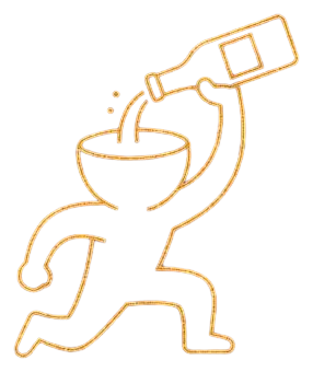 The Fonske Crawl — running figure pouring a bottle into its open head